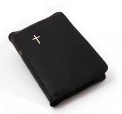 33/38 Keskikokoinen Raamattu musta, reunahakemisto vetoketju kultasyrjä