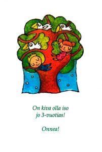 Onnittelukortti 3-vuotiaalle (Haiko) 20 kpl