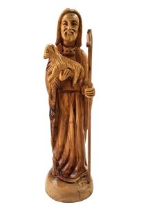 Hyvä Paimen -puuveistos oliivipuuta