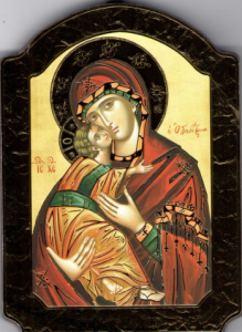 Ikoni kupoli, Maria ja Jeesus 10 x 15 cm kulta