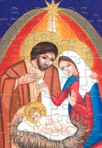 Joulukorttipalapeli Pyhä perhe ja tähti 48 palaa