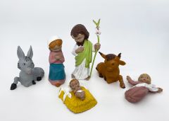 Jouluseimihahmot 8 cm Maria, Joosef, Jeesus, aasi ja härkä - 08400