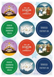 Tarra-arkki pyöreä Kiitos sulle Jeesuksemme - 12 tarraa