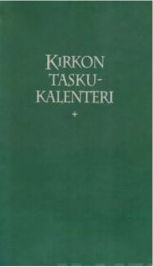 Kirkon taskukalenteri 2027 - vuosipaketti + tummanvihreät pujotuskannet, kynäpidike