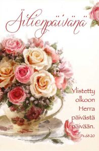 Äitienpäiväkortti Kukkakimppukuppi 2-os. + kuori