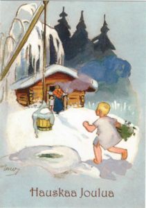 Joulukortti Joulusauna 5 kpl