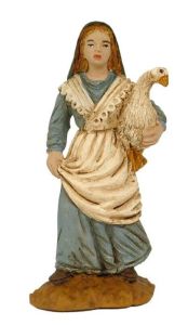 Jouluseimihahmo Maalaisnainen hanhi kainalossa 8 cm - 08017