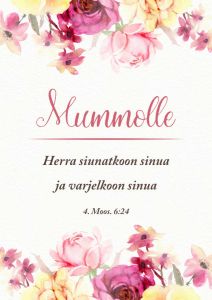 Äitienpäiväkortti Mummolle Herra siunatkoon sinua 2-os. + kuori 
