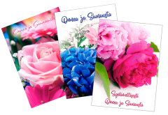 Onnea ja Siunausta kukkapostikortit 6 kpl