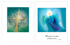 Siunauksen enkeli ja Elämänpuu -postikortit 4 kpl - Pirjo Waris