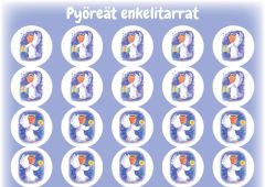Tarra-arkki pyöreä Enkeli ja kynttilä - 20 tarraa