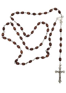 Ruusukko ruskea soikea puuhelmi 6 mm