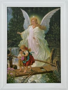 Taulu Suojelusenkeli, valkoinen raitakehys 20x26 cm