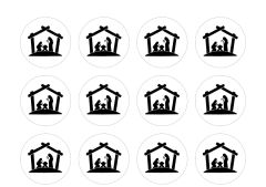 Tarra-arkki Maria, Joosef ja Jeesus-lapsi - 12 tarraa