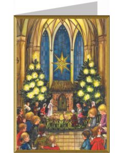 Joulukortti kaksiosainen Kirkossa 99713