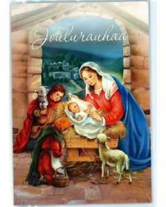 Jouluevankeliumikortti Maria, Jeesus ja lapset 