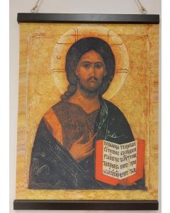 Ikonikangas Kristus Kaikkivaltias julistepuilla iso 70x100cm