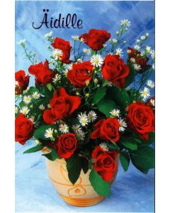 Äitienpäiväkortti punaiset ruusut, 2-os. +kuori