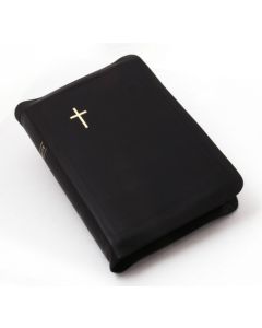 Nahkakantinen keskikokoinen Raamattu musta, vetoketju ja reunahakemisto 3816 JRH
