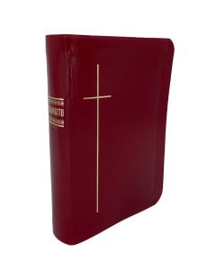 Raamattu keskikoko viininpunaiset nahkakannet, kultasyrjä