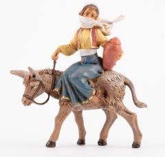 Jouluseimihahmo Maalaisnainen ratsastaa aasilla 12 cm - 240B