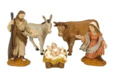 Jouluseimihahmot  8 cm Maria, Joosef, Jeesus-lapsi, aasi ja härkä - 08000
