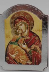 Ikoni kupoli, Maria ja Jeesus 10 x 15 cm hopea