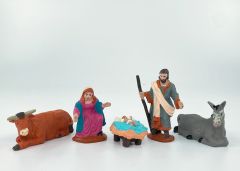 Jouluseimihahmot 5 cm Maria, Joosef, Jeesus, aasi ja härkä - 05000