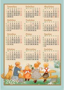 Kalenteripostikortti 2024 Lapset ja evästauko A5
