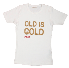 Yhteisvastuun Old is gold t-paita valkoinen, slim malli