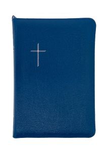 Raamattu Kansalle, keskikokoinen, sininen, reunahakemisto, vetoketju
