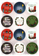 Tarra-arkki pyöreä tarra joulupakettiin - 12 tarraa