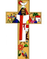 Värikäs Kristusristi 30 cm El Salvadorista