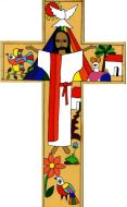 Värikäs Kristusristi 30 cm El Salvadorista